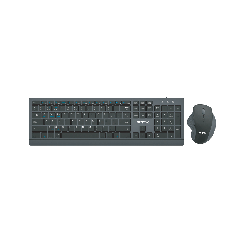 TECLADO+MOUSE WIR/BT FTX KM500 NUM/ESP/RECARGABLE NEGRO 128816
