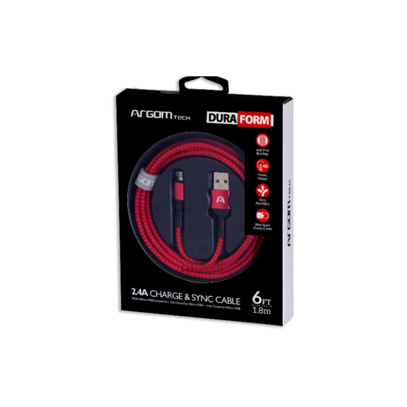 CABLE ARG-CB-0021RD MICRO USB TO USB 1.8M ROJO