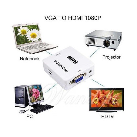 Adaptador VGA A HDMI Audio Video Full HD1080P