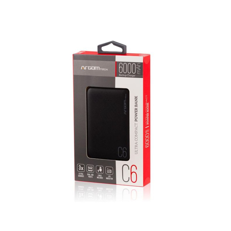 Cargador ARG-PB-1136BK 6000mAh Negro