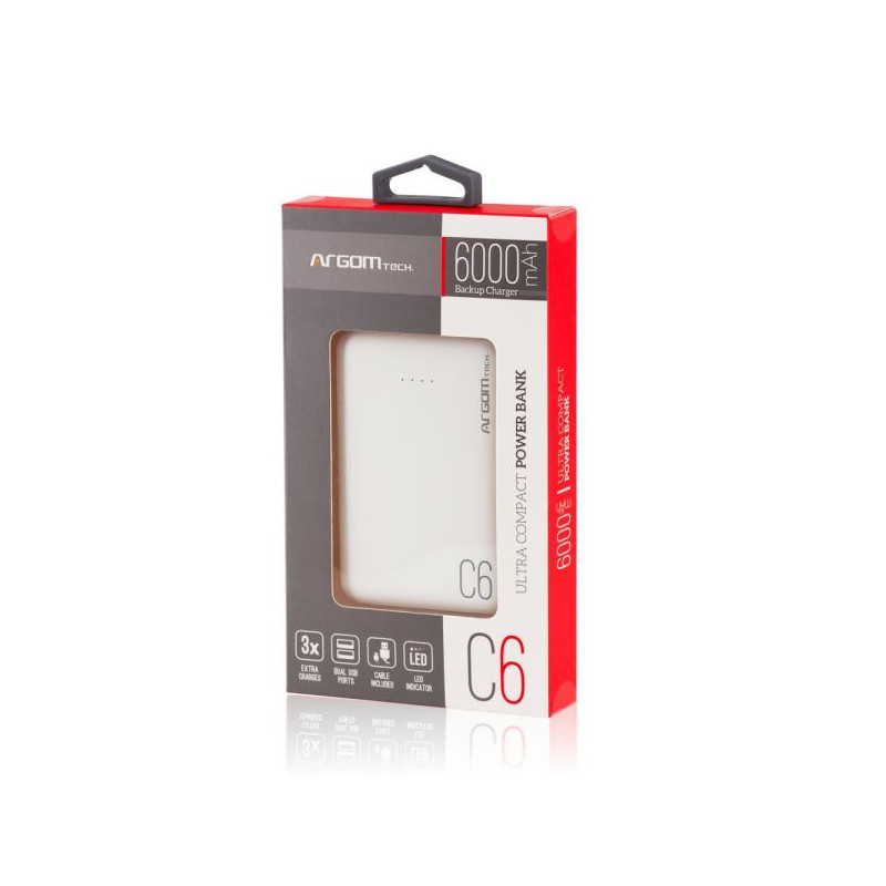 Cargador ARG-PB-1136WT 6000mAh Blanco