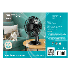 VENTILADOR DE MESA FTX 3 VEL AURA 45W 220V NEG/MET HB-TF-15-02