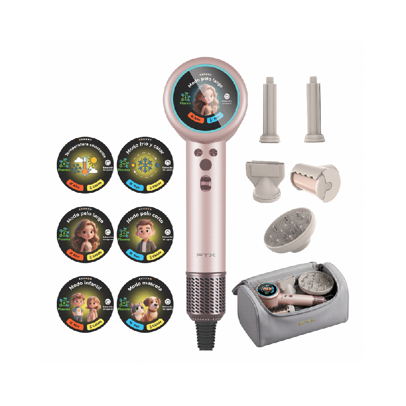 SECADOR DE CABELLO FTX 2200W 220V ROSA 5 EN 1 HY2-205 127888