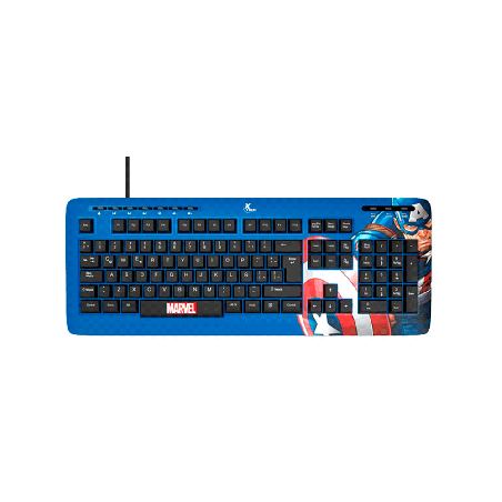 TECLADO USB XTECH XTK-M401CA CAPITAN AMERICA ESP/AZUL/MULTIMEDIA PSJ