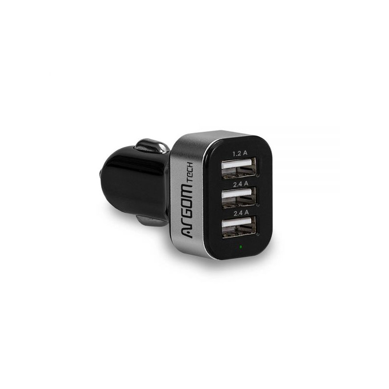 CARGADOR ARG-AC-0113BK 3P USB P/AUTO
