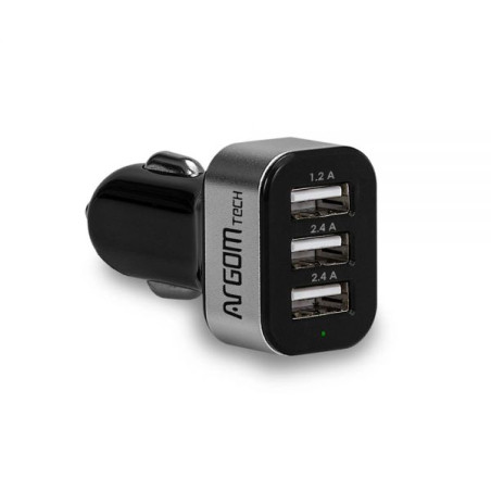 CARGADOR ARG-AC-0113BK 3P USB P/AUTO