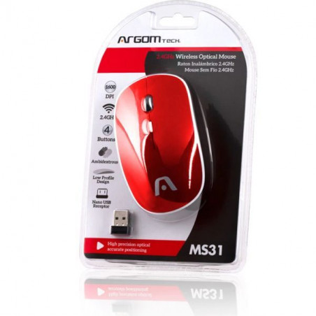 MOUSE ARG-MS-0031RD WIR ROJO