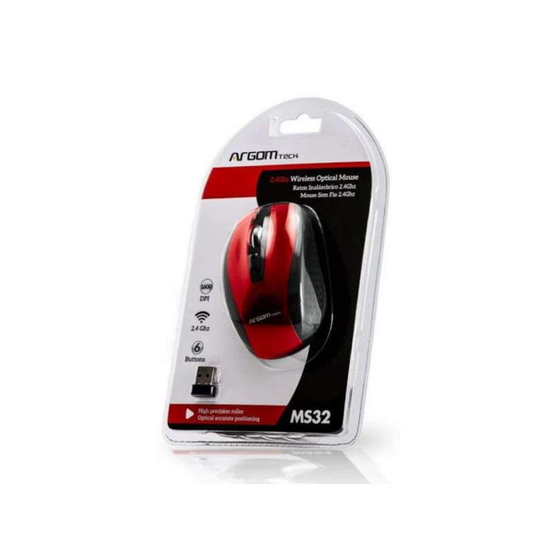 MOUSE ARG-MS-0032R WIR ROJO