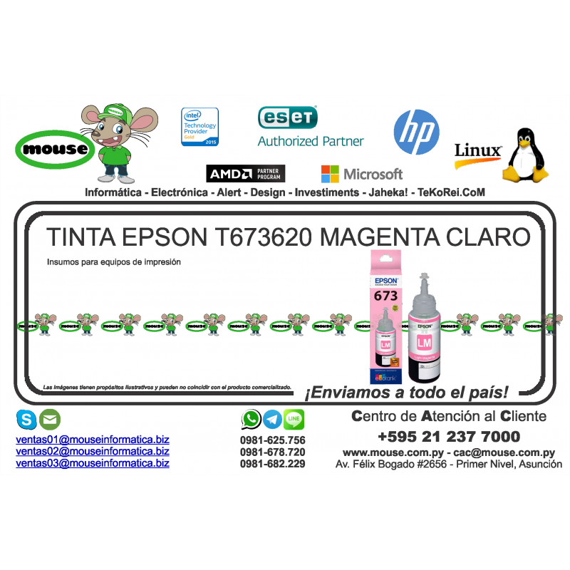 TINTA EPSON T673620 MAGENTA CLARO L850/L1800