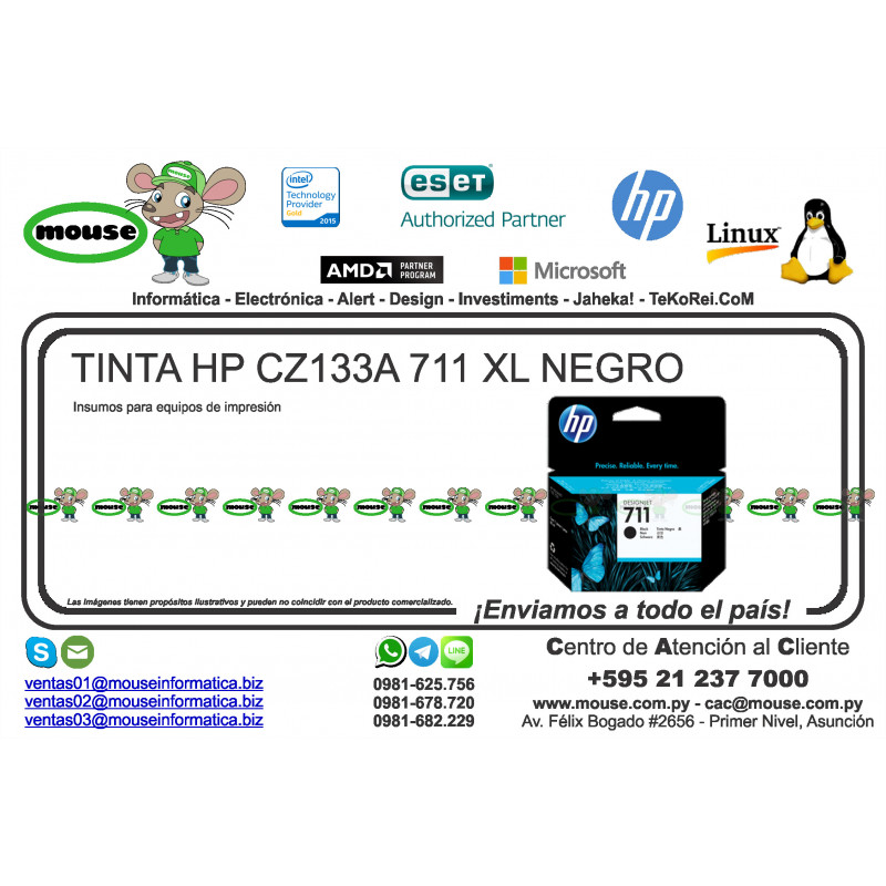 TINTA HP CZ133A 711 XL NEGRO T120 / T520