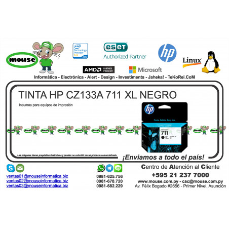 TINTA HP CZ133A 711 XL NEGRO T120 / T520