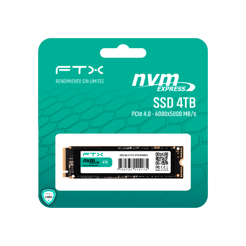 SSD M.2 NVME 4TB FTX 6000/5000 115175 PCIE 4.0 1 A¥O GARANTIA SSD M.2 NVME 4TB FTX 6000/5000 115175 PCIE 4.0 1 A¥O GARANTIA
