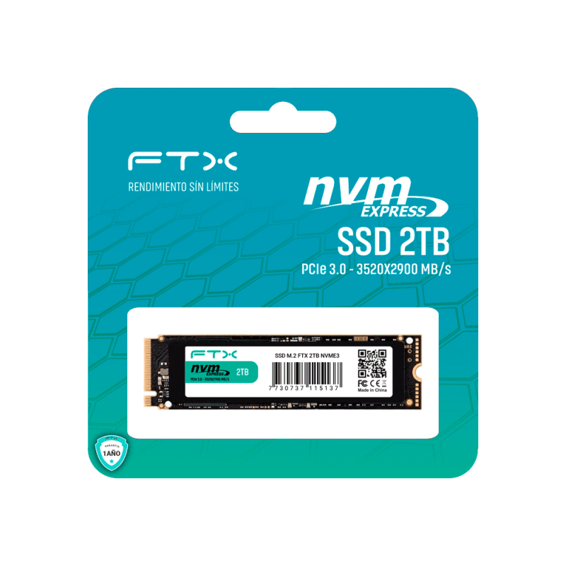 SSD M.2 NVME 2TB FTX 3520/2900 115137 PCIE 3.0 1 A¥O GARANTIA SSD M.2 NVME 2TB FTX 3520/2900 115137 PCIE 3.0 1 A¥O GARANTIA