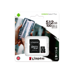 MEM MICRO SD KINGSTON 512GB SDCS2/512GB 100/85 CANVAS SELECT PLUS C/A