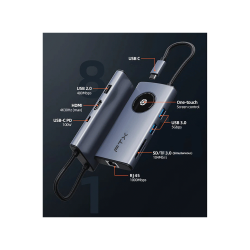 HUB USB-C 3.0/8 EN 1 FTX-HUBL3-AG 4K/5GBPS/RJ45/SD GRIS 115502