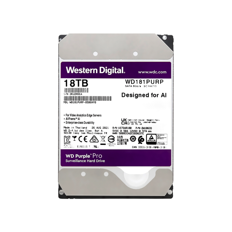 HD SATA3 18TB WD PURPLE PRO 7200 512MB WD181PURP SURVEILLANCE HD SATA3 18TB WD PURPLE PRO 7200 512MB WD181PURP SURVEILLANCE