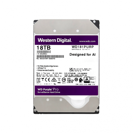 HD SATA3 18TB WD PURPLE PRO 7200 512MB WD181PURP SURVEILLANCE