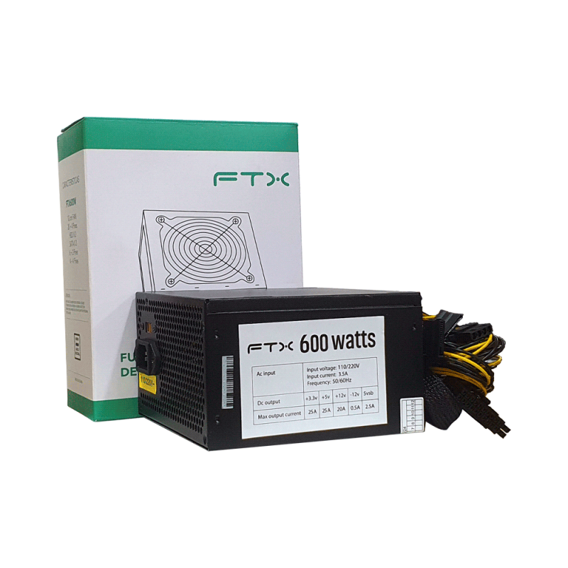FUENTE 600W FTX FTX600W NEGRO 110/220V 060406 FUENTE 600W FTX FTX600W NEGRO 110/220V 060406
