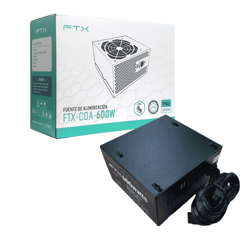 FUENTE 600W FTX FTX-CDA-600WV2 NEGRO 110/220V 111580 FUENTE 600W FTX FTX-CDA-600WV2 NEGRO 110/220V 111580
