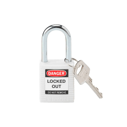 BRADY CANDADO ARCO ACERO CUERPO NYLON BLANCO ARCO 38MM (143123)