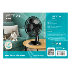 VENTILADOR DE MESA FTX 3 VEL AURA 45W 220V NEG/MET HB-TF-15-02