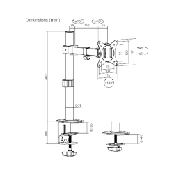 SOPORTE P/1MON 17" A 32" FTX FTX66-C011 9KG/ART/INC45/GIR90/ROT180