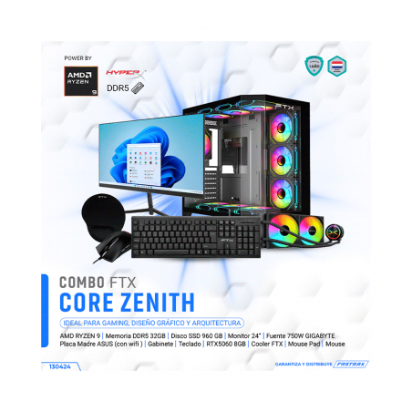 COMP FTX CORE ZENITH R9/960/16/RTX5060-8G+MON 24"+TECL+MOU+MOUPD+COOLE