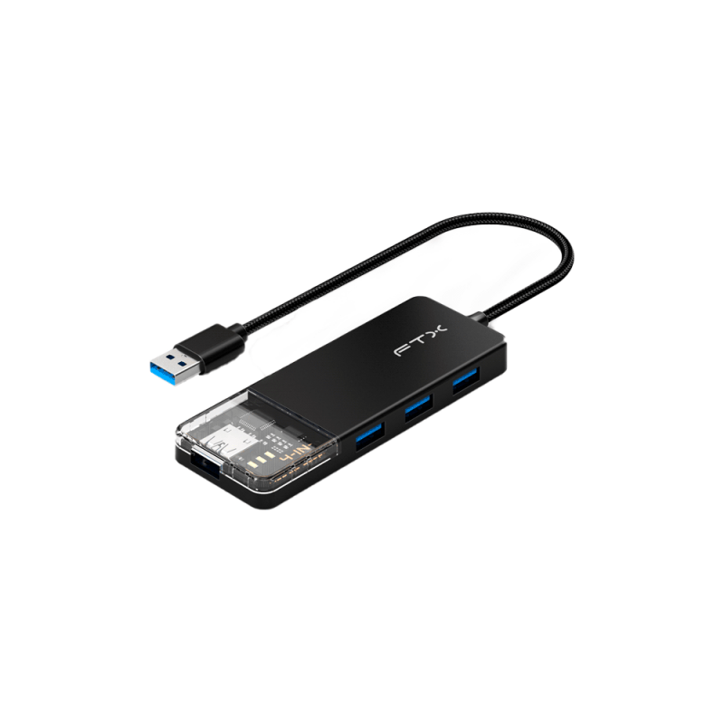 HUB USB-A 3.0 FTX-HUBT1-PB 4 PORT/5GBPS/USB-C NEGRO 115533